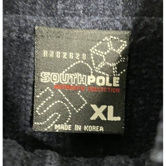 SOUTHPOLE Vintage Sweater Navy Blue Knit Turtleneck 90s Y2K Acrylic Chenille XL - Picture 3 of 4